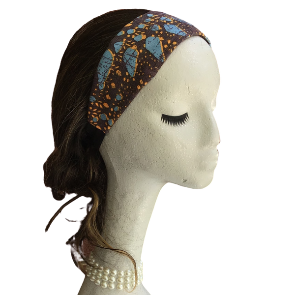 Brown with Blue Flowers Headband