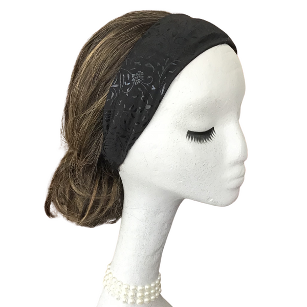 Black Floral Paisley Headband
