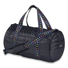 Black Puffer Duffle Bag Multi Star Straps