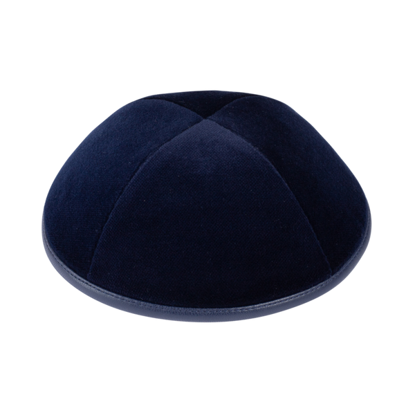 Navy Velvet with Leather Rim Ikippah