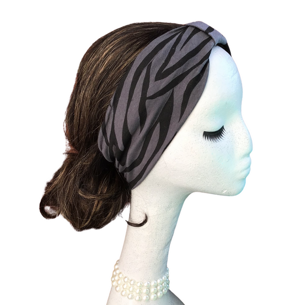 Gray and Black Zebra Headband