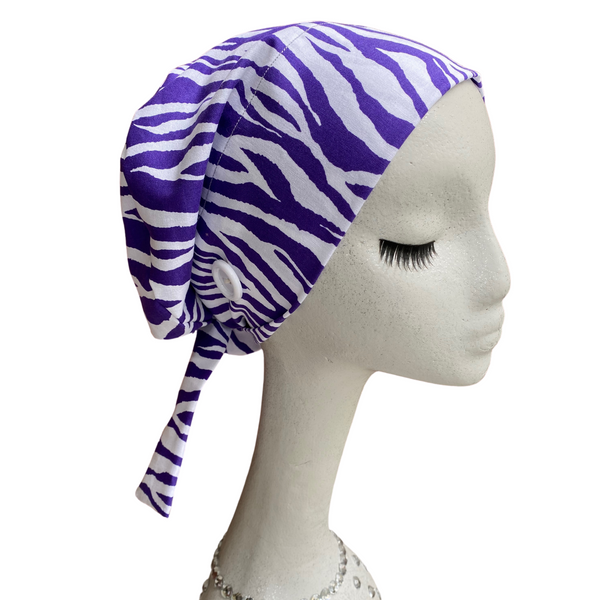 Purple Zebra Scrub Cap