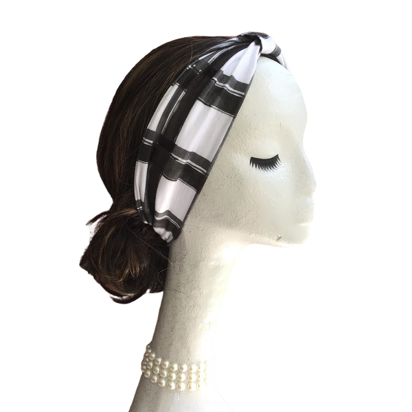 Black and White Plaid Headband