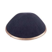 Charcoal Linen with Rose Gold Leather Rim Ikippah
