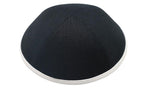 Black Linen with White Leather Rim Ikippah